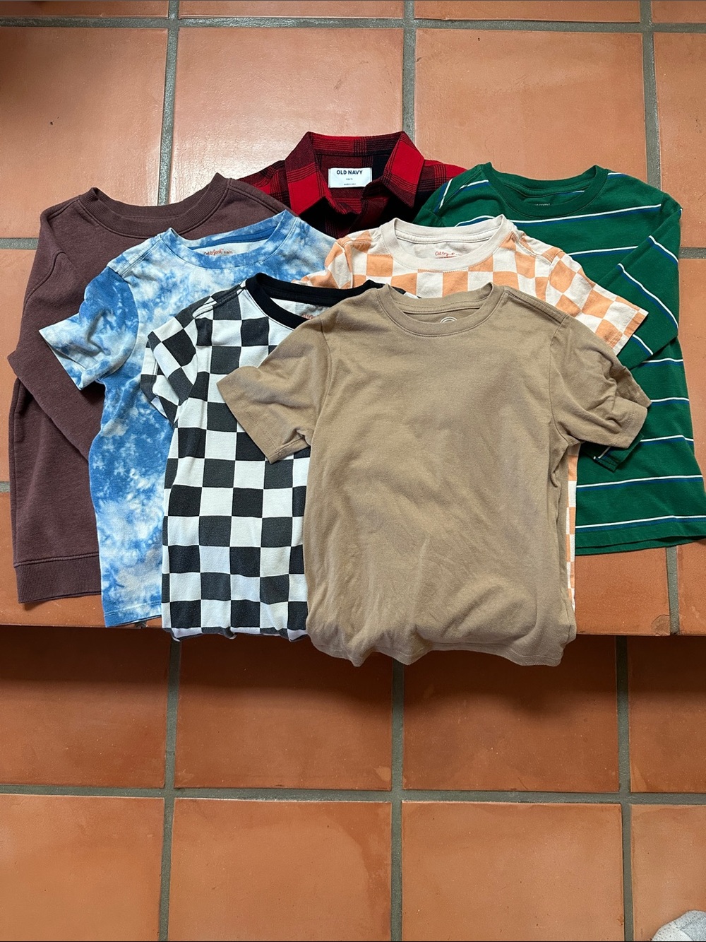 Old Navy Kids Short-Sleeve Tees in Brown, Blue, Black, Green, Red & Cream